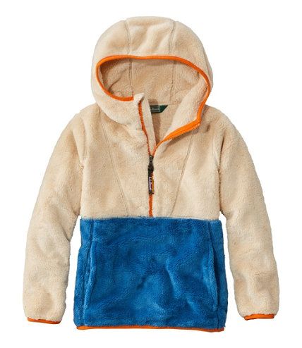 Kids' L.L.Bean Hi-Pile Fleece Hooded Pullover, Colorblock | L.L. Bean