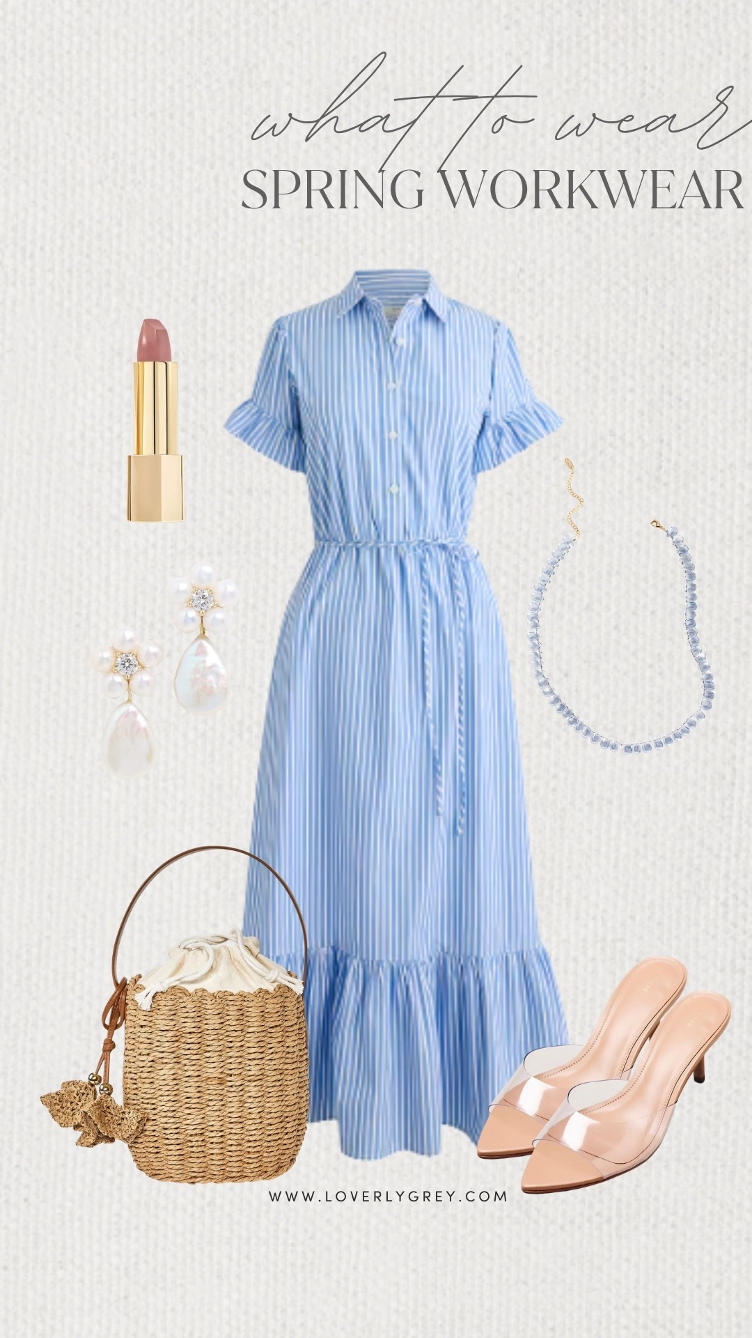 Loverly Grey, what to wear for spring workwear! This striped dress with ruffle detailing is perfect for work! Pair it with a matching beaded necklace, a cute Target purse, and a pair of simple heels! Loverly Grey, what to wear, spring workwear 

#LTKWorkwear #LTKootd #LTKgrwm