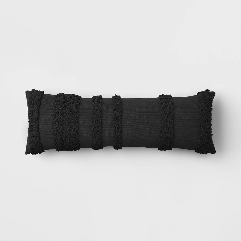 Tufted Lumbar Outdoor Throw Pillow Black - Threshold™ | Target
