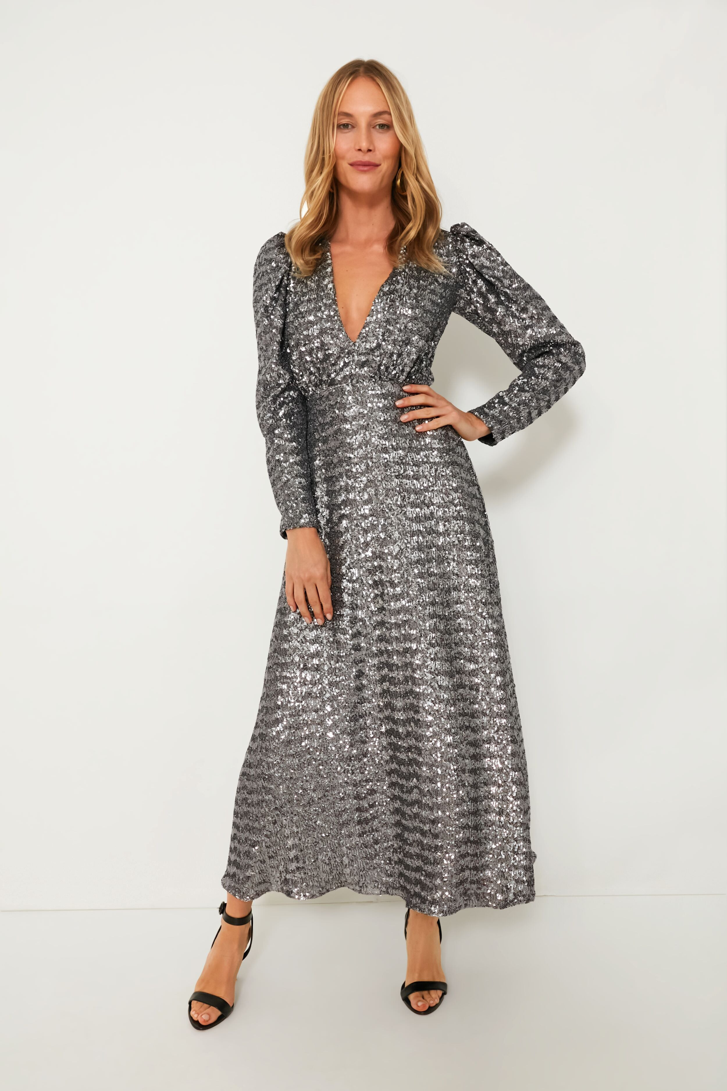 Pewter Bernadette Sequin Midi Dress | Tuckernuck (US)