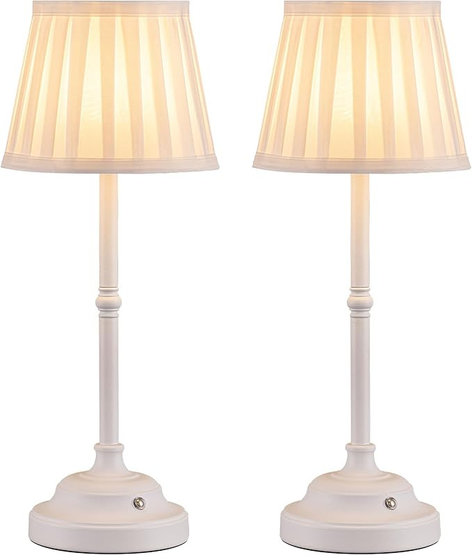 KDG Cordless LED Table Lamp Set of 2, Portables Fabric Shade Desk Lamps, 5000mAh Rechargeable Bat... | Amazon (US)