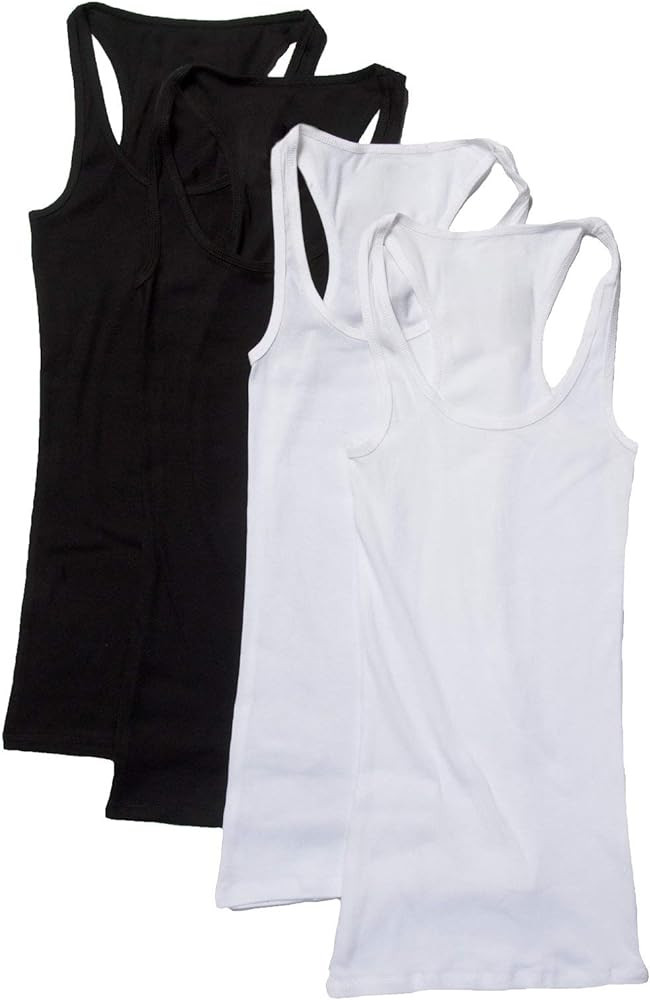 Zenana Outfitters 4 Pack Womens Basic Ribbed Racerback Tank Top | Amazon (US)