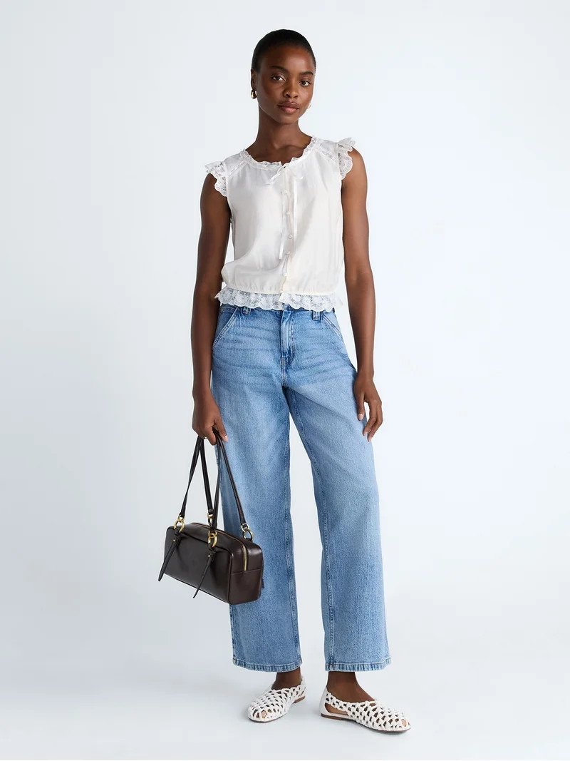 Scoop Women\u2019s Day Lace Trim Top, Sizes XS-XXL | Walmart (US)