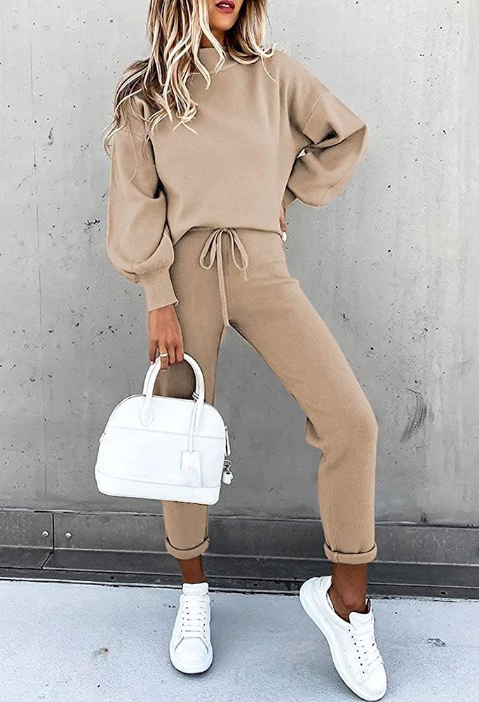 ETCYY NEW Women's 2 Piece Lounge Sets Outfits Long Sleeve Sweatshirt and Sweatpants Sweatsuit | Amazon (US)