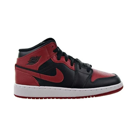 Air Jordan 1 Mid Big Kids' Shoes Black-Gym Red-White Noir 554725-074 | Walmart (US)