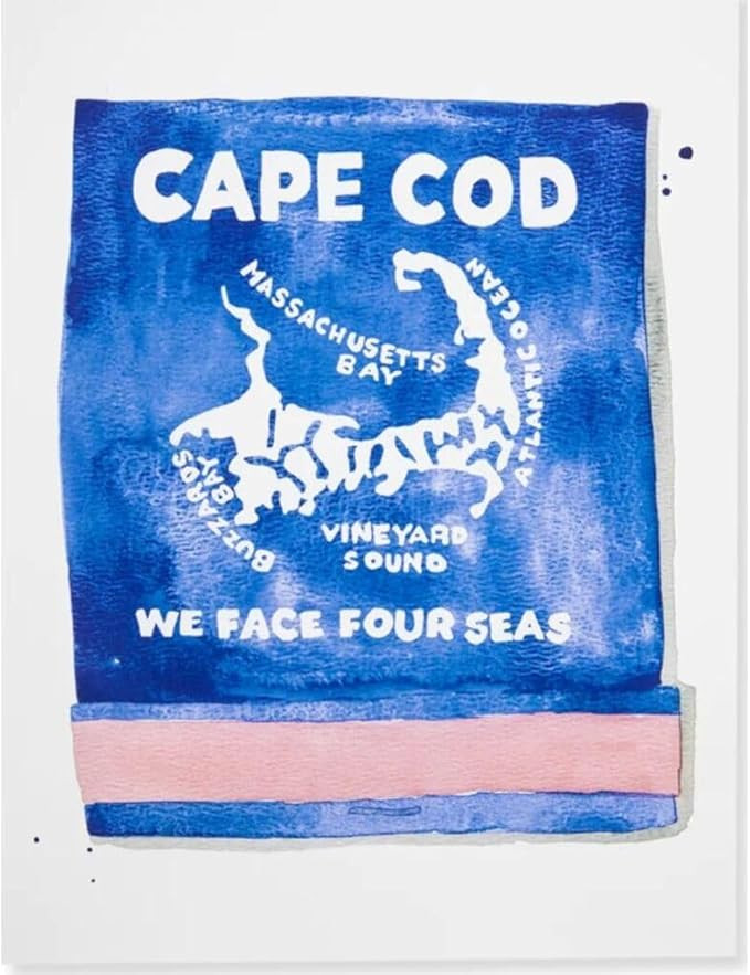 FURBISH Travel Wall Art Print - Cape Cod Matchbook - Aesthetic Wall Decor, Modern Wall Art, Prepp... | Amazon (US)
