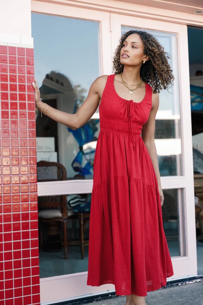 Oria Midi Dress - Red | Petal & Pup (US)