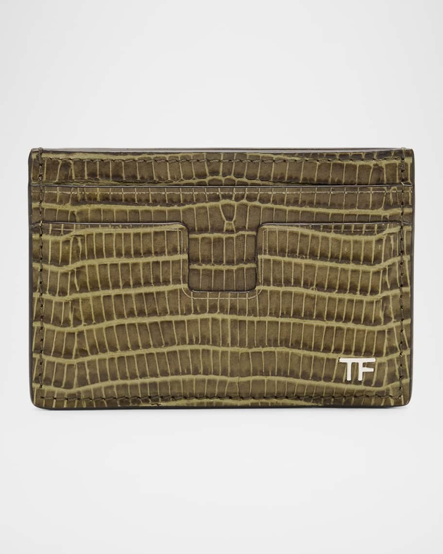 TOM FORD Men's T Line Printed Leather Card Holder | Neiman Marcus