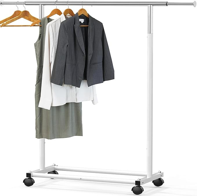 Simple Houseware Standard Rod Garment Rack, White | Amazon (US)