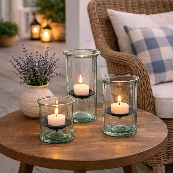 Recycled Glass Votive Candle Holders, Set of 3 - Decor Steals | Decor Steals