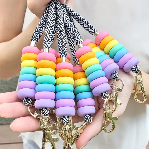 Pastel Rainbow Lanyard Keychain / Rainbow Keychain / Colourful | Etsy | Etsy (US)