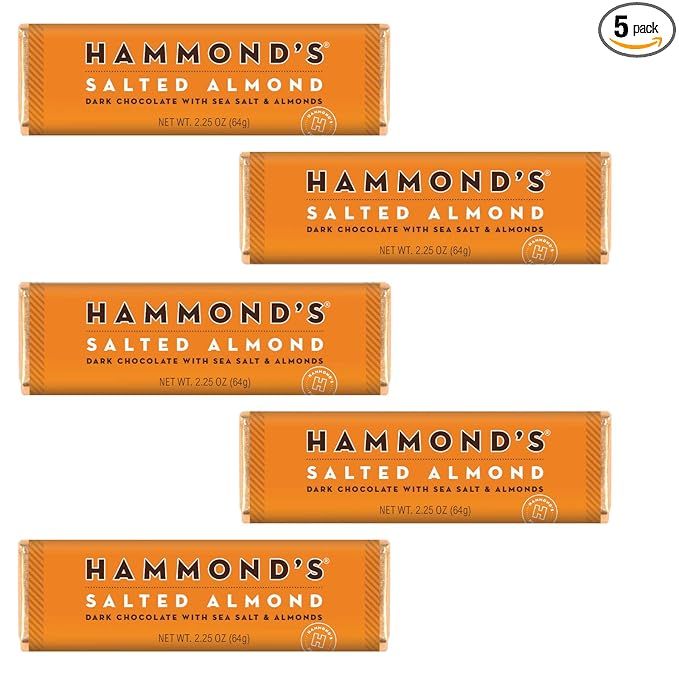 Hammond's Candies Gourmet Chocolate Candy Bars – Salted Almond | Rich Dark Chocolate, Sea Salt ... | Amazon (US)