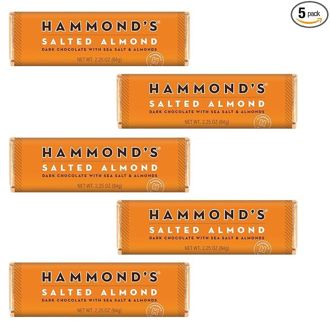 Hammond's Candies Gourmet Chocolate Candy Bars – Salted Almond | Rich Dark Chocolate, Sea Salt ... | Amazon (US)