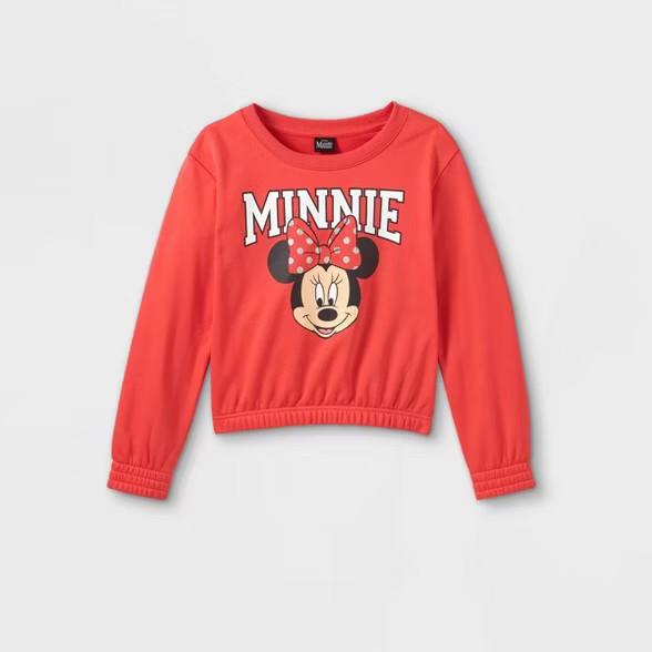 Girls' Disney Minnie Mouse Sweatshirt - Red | Target