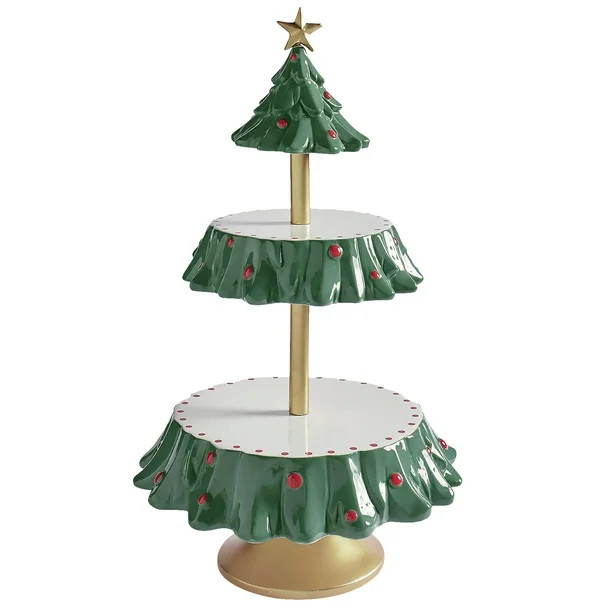 Christmas Snack Stand 2 Tier Resin Food Serving Tray Cupcake Holder (B) - Walmart.com | Walmart (US)