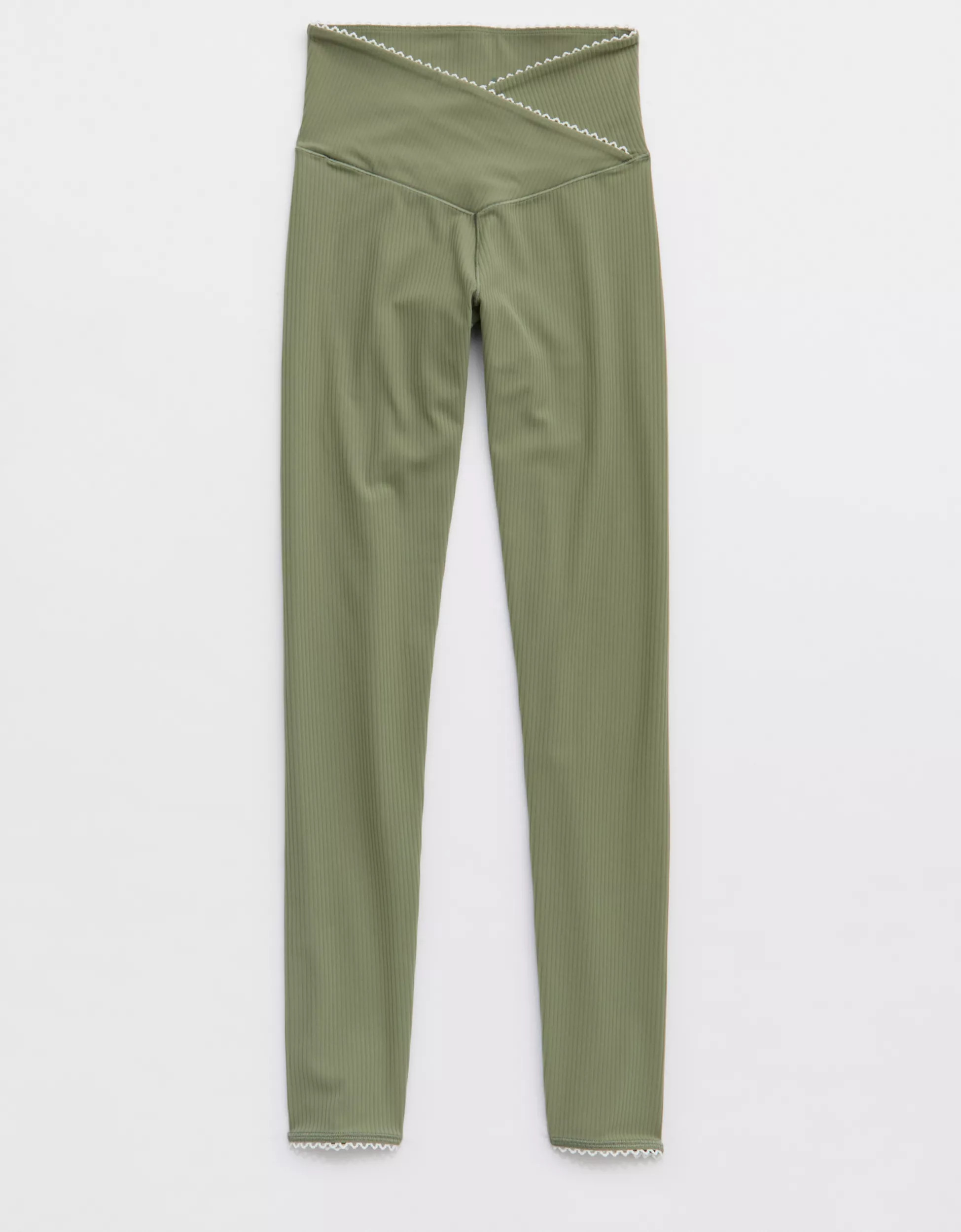 OFFLINE By Aerie Real Me XTRA Ribbed Picot Trim Crossover Legging | Aerie