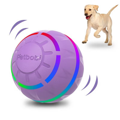 Petbobi Interactive Toy Dog Ball for Medium and Large Dogs, Active Rolling Ball for Dogs with LED Flash Light and USB Rechargeable, Purple | Target