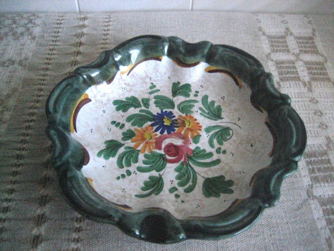 Vintage Italian Handpainted Floral Trinket Dish Made in Italy Spongeware Ashtray, Possibly Londi/... | Etsy (US)