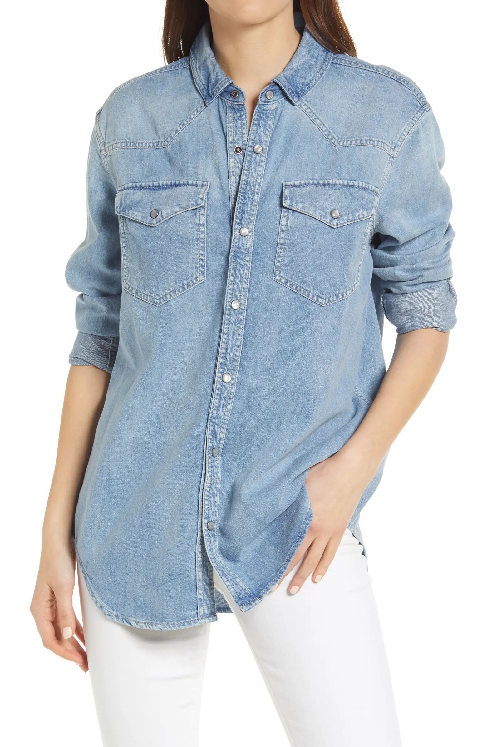 Madewell Denim Snap Western Shirt | Nordstrom | Nordstrom