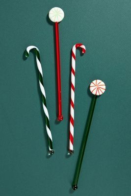 Peppermint Drink Stirrers, Set of 4 | Anthropologie (US)