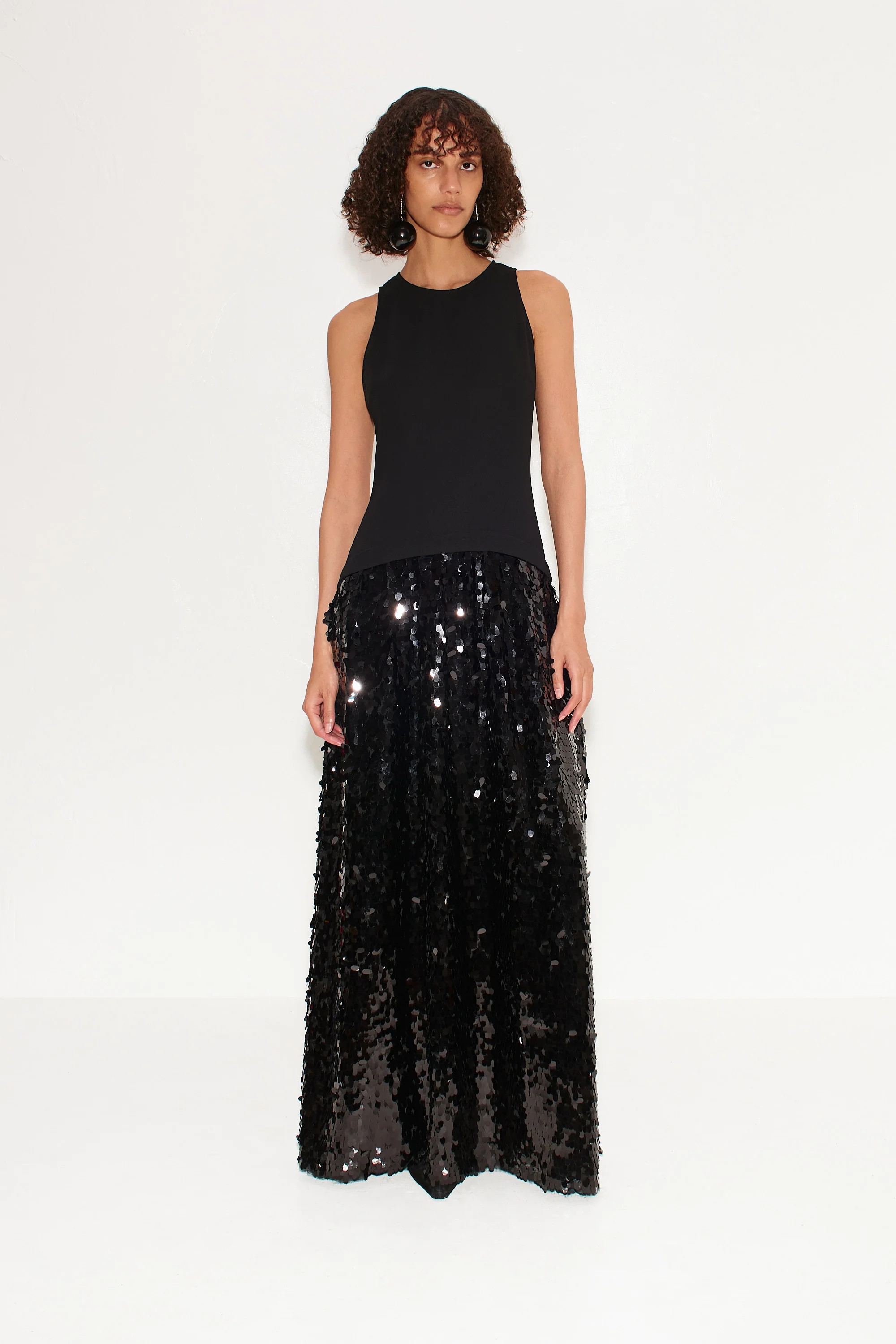 Memphis
           Crepe Sequin Dress in Black | Simon Miller