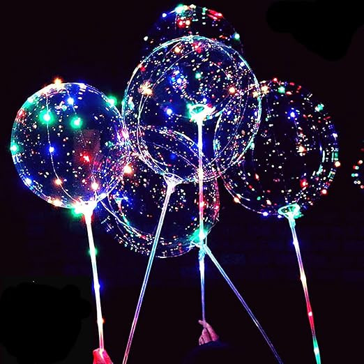 LED Light Up Bobo Balloons,8 Packs Flashing Handles,20 Inches Bubble Bobo Balloons,70 cm Sticks,C... | Amazon (US)