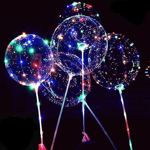 LED Light Up Bobo Balloons,8 Packs Flashing Handles,20 Inches Bubble Bobo Balloons,70 cm Sticks,C... | Amazon (US)