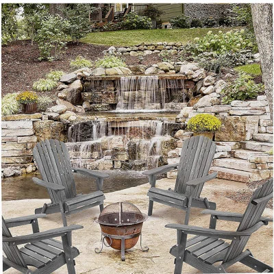 Wood Lounge Patio Chair for Garden Outdoor Wooden Folding Embossed Adirondack Chair Set of 2 Solid Cedar Wood Lounge Patio Chair with Wood Grain | Wayfair North America