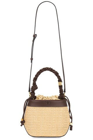 Ganni Bou Bucket Bag in Nature - Tan. Size all. | FWRD 