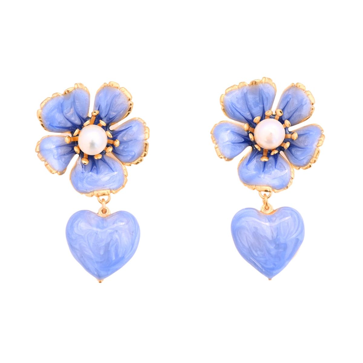 The Pink Reef Flora Heart In Blue Pearl | Wolf & Badger (US)