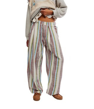 Chambers Laid Back Stripe Print Mid-Rise Wide-Leg Pants | Dillard's