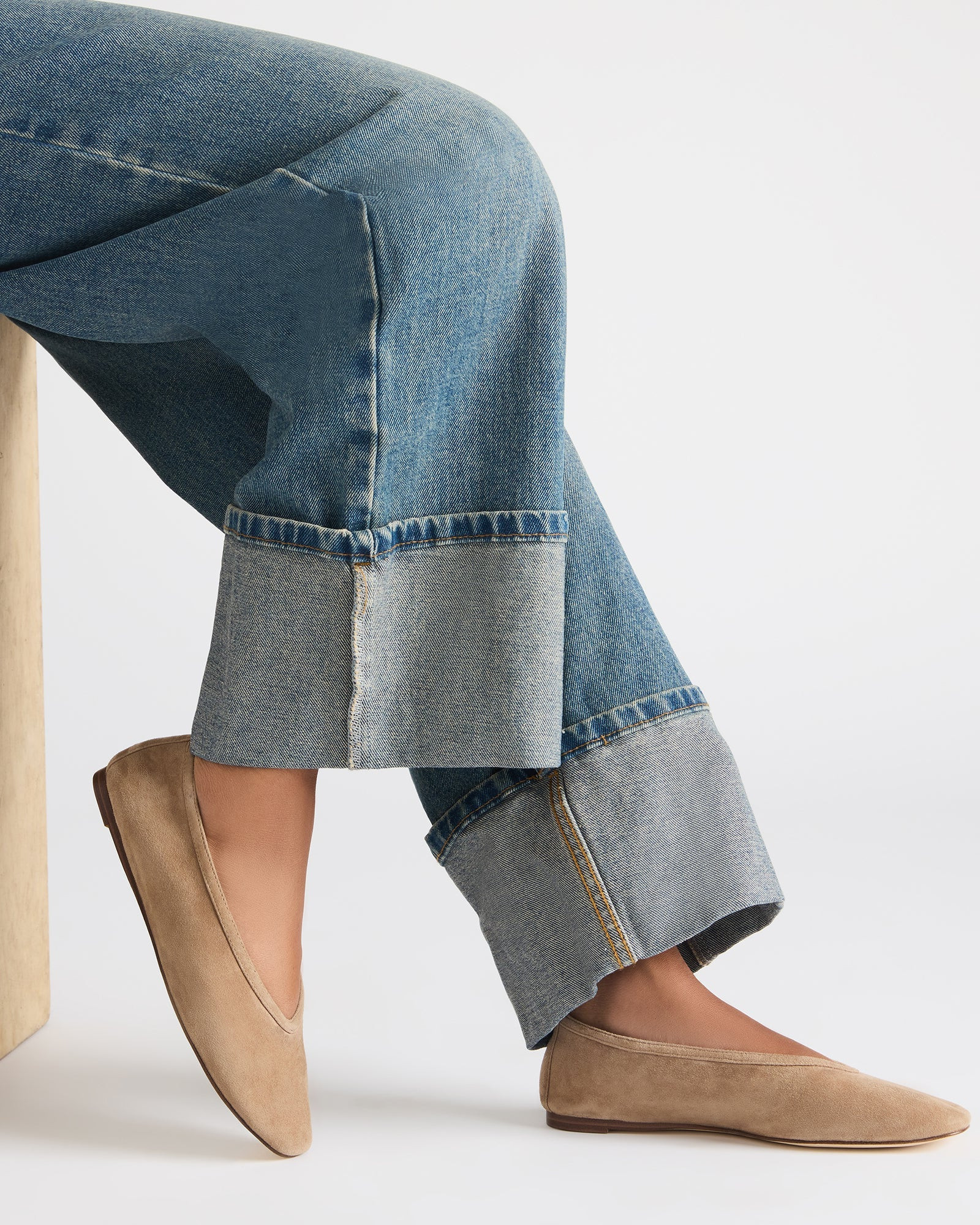 LENI Taupe Suede Square-Toe Ballet Women's Flat | Steve Madden (US)