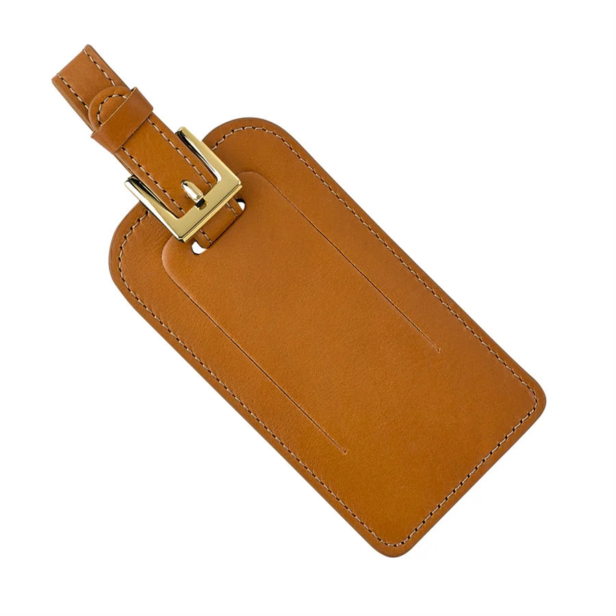 Graphic Image Luggage Tag in British Tan