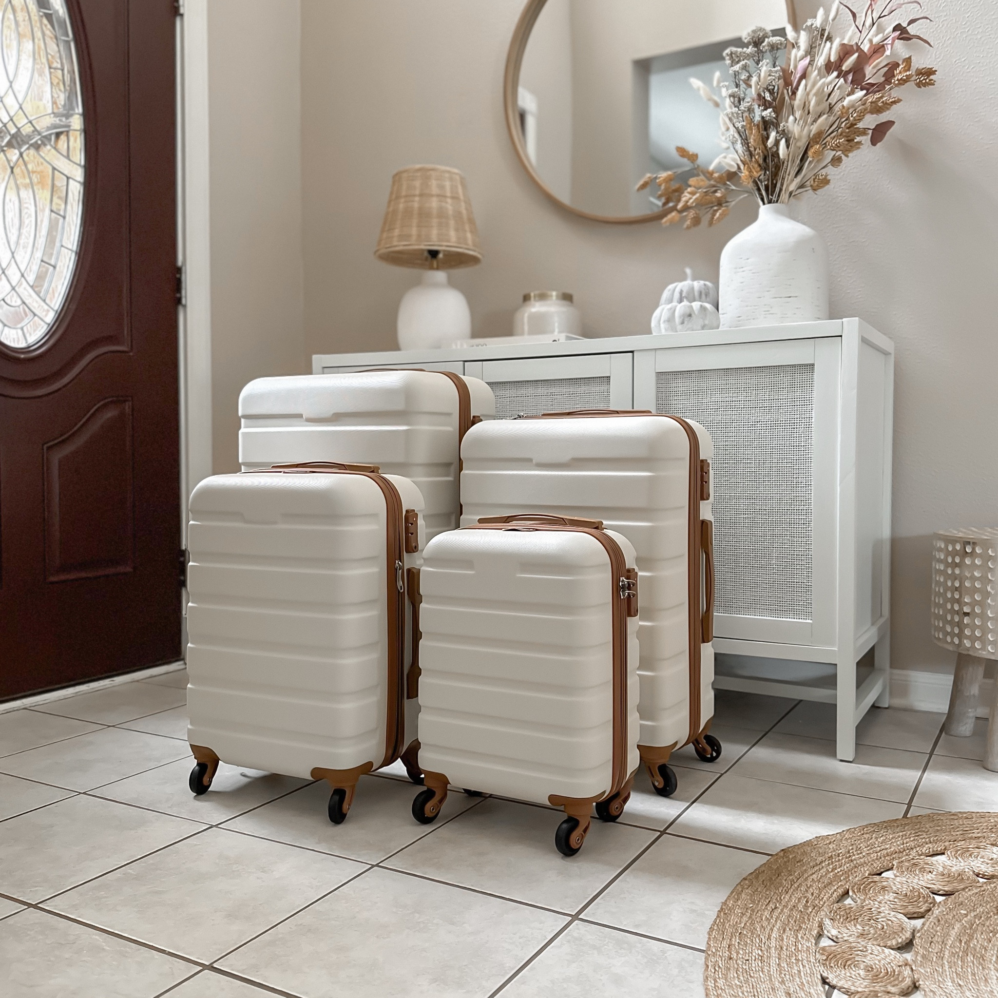 Best selling 4-piece luggage set under $200.  They have a durable hard shell, spinner wheels, built in TSA locks, & have a 2 year warranty.  Available in many colors. 

#luggage #amazon #travel 

#LTKfamily #LTKtravel #LTKhome