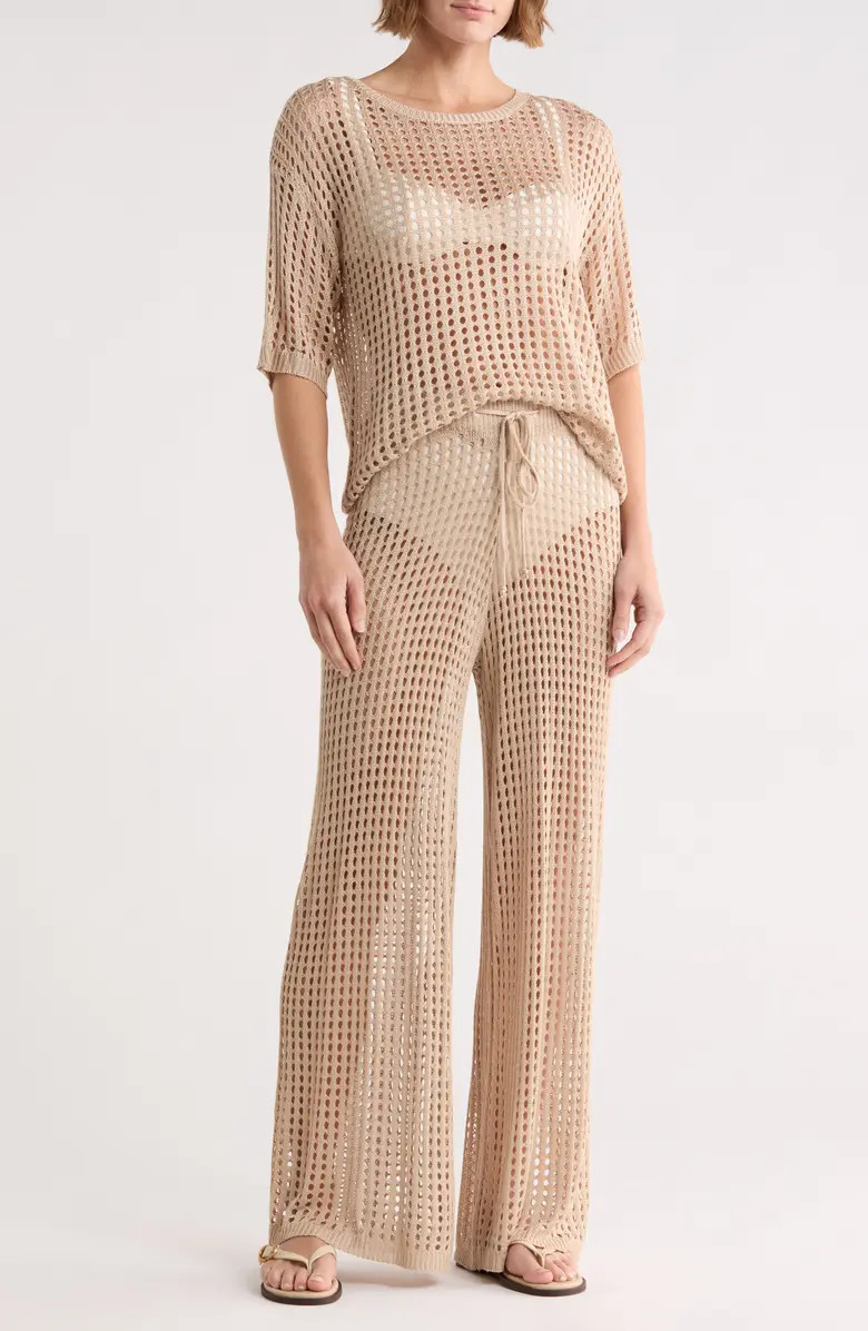 NORDSTROM RACK Open Knit Cover-Up Top & Pants Set | Nordstromrack | Nordstrom Rack