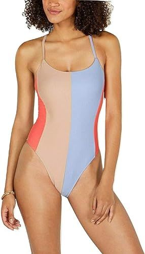Hula Honey Juniors' Colorblocked High-Leg Strappy Back One-Piece Swimsuit | Amazon (US)