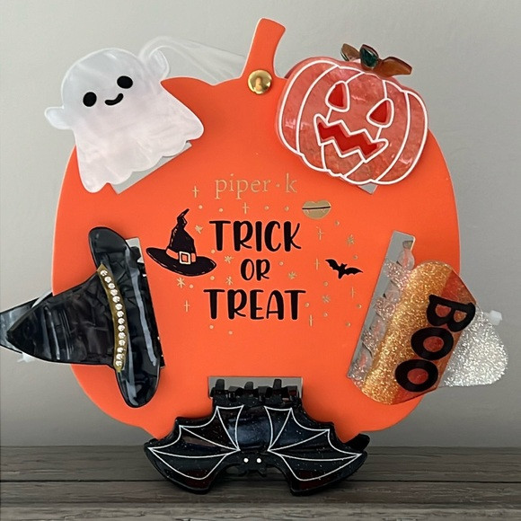 NWT PIPER K Halloween Ghost Pumpkin Hat Bat Candy Hair Claw Clips | Poshmark