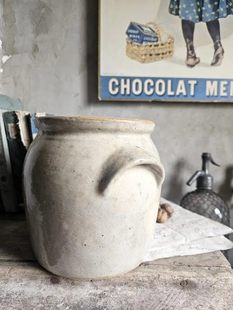 3L Antique French Confit Pot With Handle, Storage Pot 33473 French Farmhouse Kitchen Decor - Etsy | Etsy (Global)
