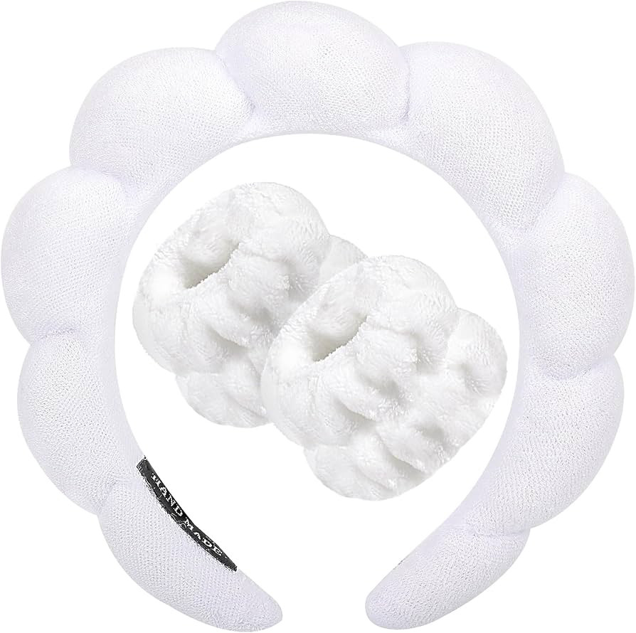 Zkptops Spa Headband for Washing Face Wristband Sponge Makeup Skincare Headband Bubble Soft Terry... | Amazon (US)