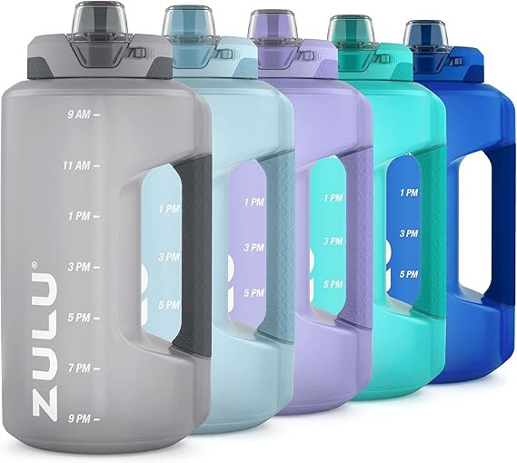 ZULU Goals Large Water Bottle Jug with Time Marker & Handle for All Day Hydration | Silicone Soft... | Amazon (US)