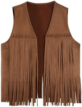 SOFIA'S CHOICE Women Fringe Vest Faux Suede Boho Western Cowgirl Sleeveless Open Front Rave Outfi... | Amazon (US)