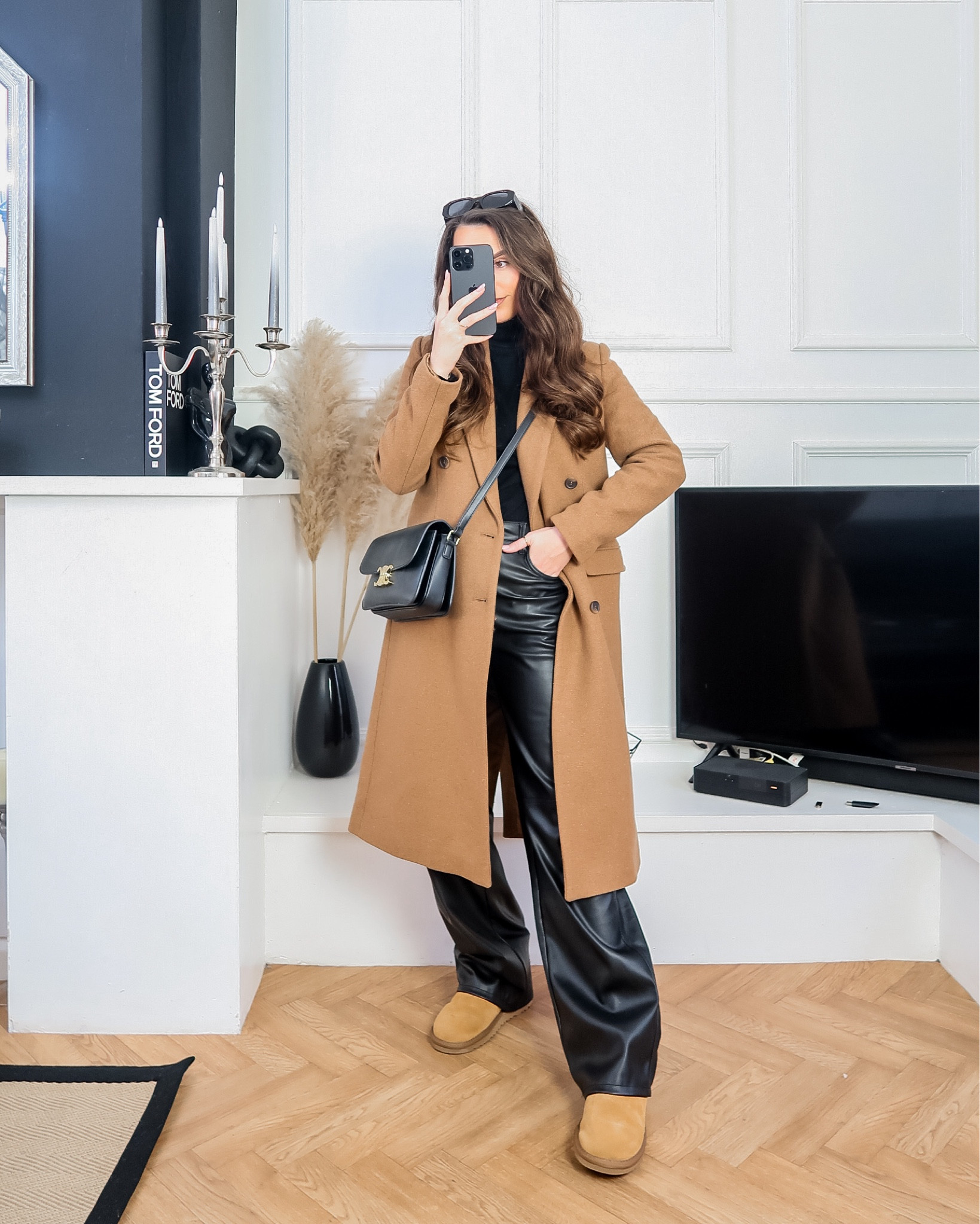 winter outfits, winter styling, winter looks, leather trousers outfits, black leather trousers outfit idea, coated trousers, black roll neck knit outfit, black turtleneck, black polo neck, ugg boots, uggs, camel coat, wool coat, tailored coat, winter layers, black cross body bag, daily outfit inspo, daily outfit ideas 

#LTKstyletip #LTKeurope #LTKworkwear