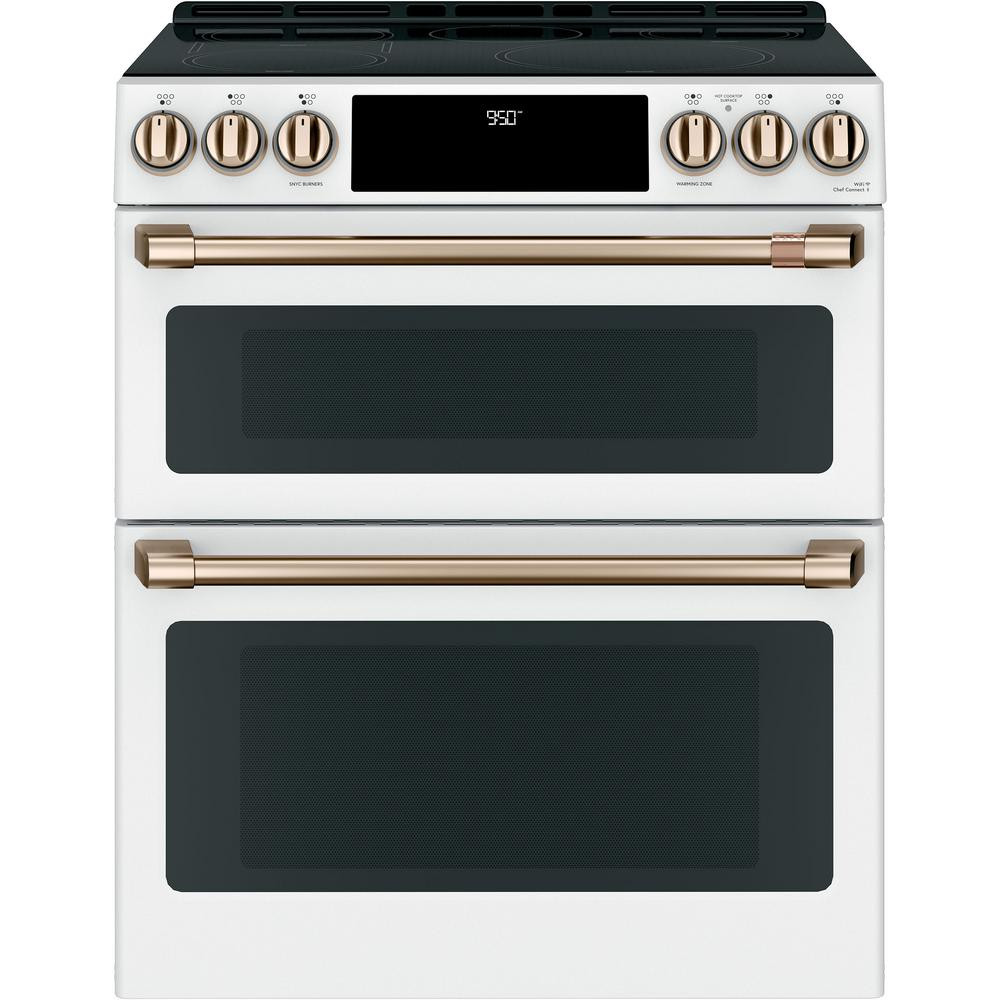 30 in. 7.0 cu. ft. Slide-In Double Oven Dual-Fuel Range with Self-Clean Convection in Matte White... | The Home Depot