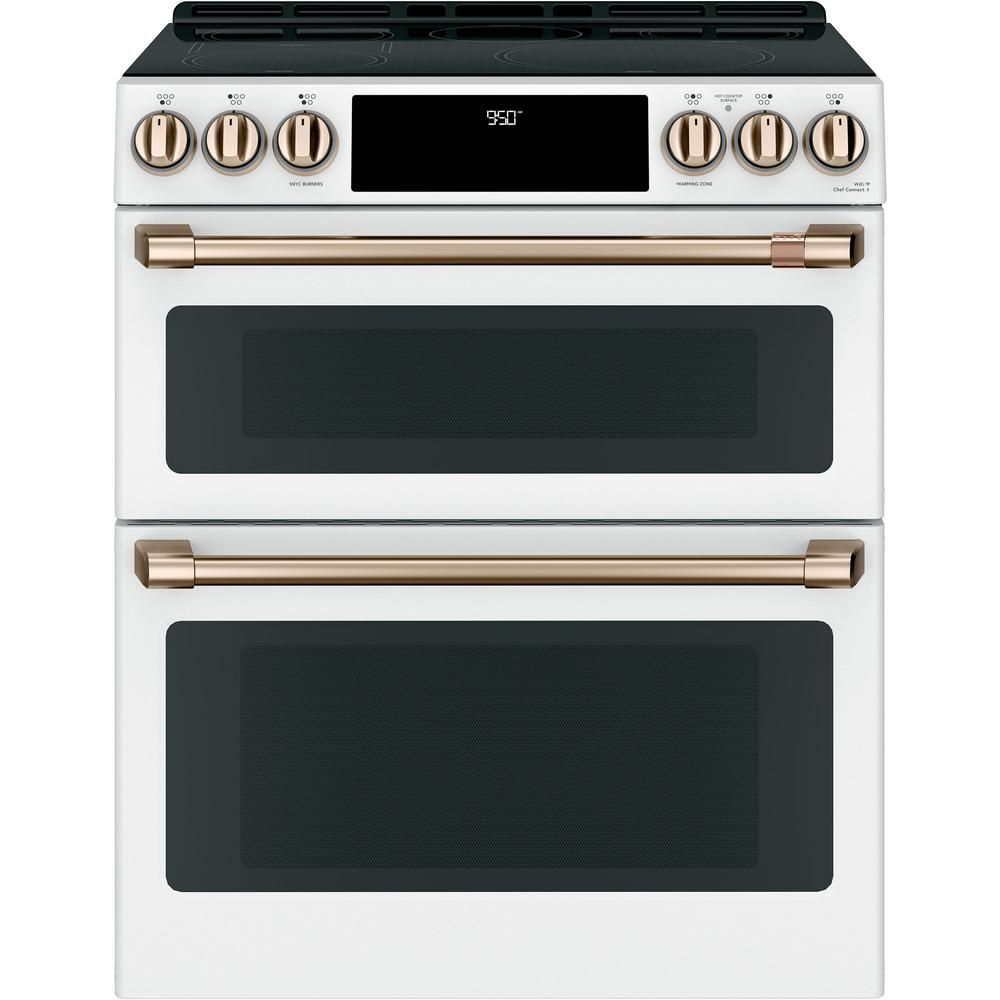 30 in. 7.0 cu. ft. Slide-In Double Oven Dual-Fuel Range with Self-Clean Convection in Matte White... | The Home Depot