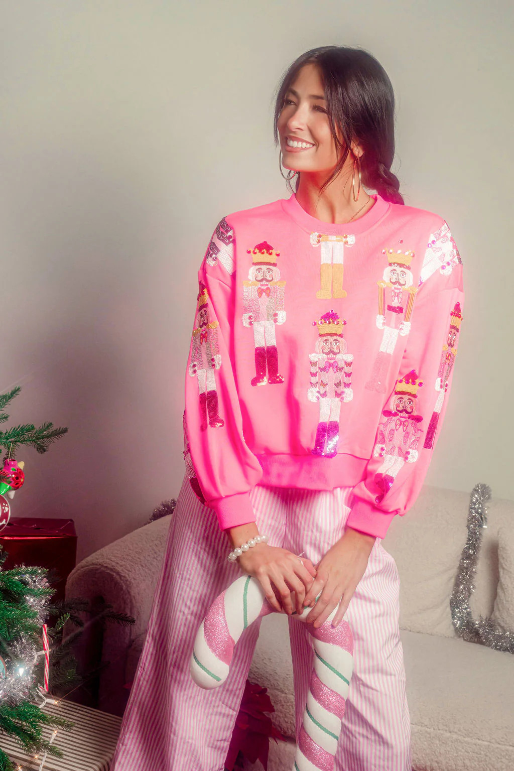 Neon Pink Scatter Nutcracker Sweatshirt | Queen of Sparkles