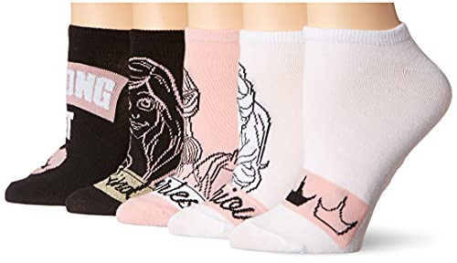Disney Women's Princess 5 Pack No Show, Black Pink Multi, Fits Sock Size 9-11 Fits Shoe Size 4-9 | Amazon (US)