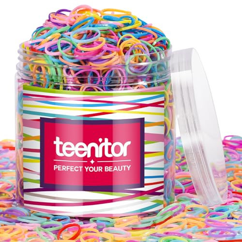 Teenitor Color Elastic Hair Bands, Hair Ties,2000pcs Multi Color Hair Holder Hair Tie Elastic Rubber Bands for Baby Girls | Amazon (US)