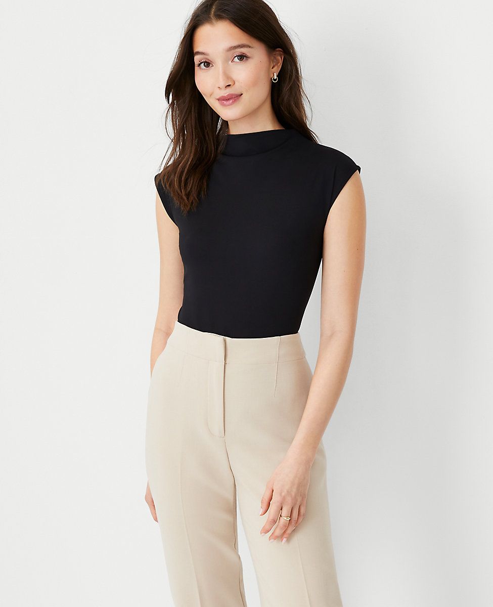 Petite Refined Stretch Mock Neck Top | Ann Taylor (US)