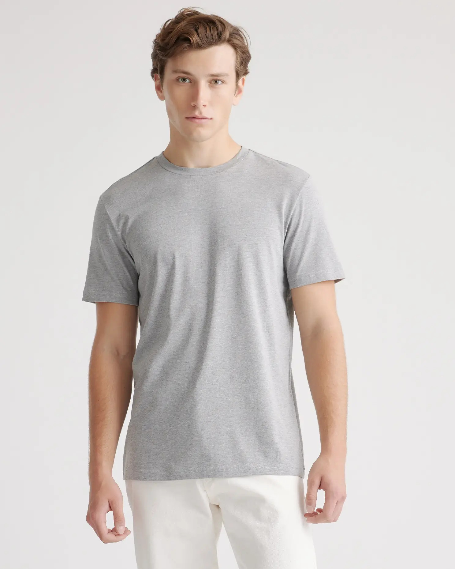 Men's Cotton Modal Crew Neck Tee in Heather Grey | Quince
