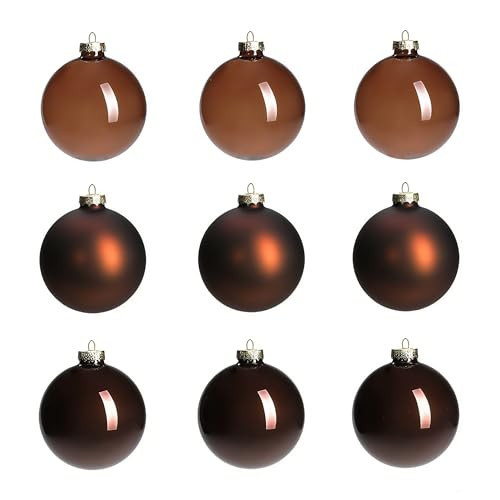 AOMOONOA Brown Glass Christmas Ball Ornaments, 3.15" Christmas Hanging Ornament for Tree Set of 9 with 3 Different Finishes, Xmas Baubles for Holiday Xmas Party Tree Decorations Gift | Amazon (US)